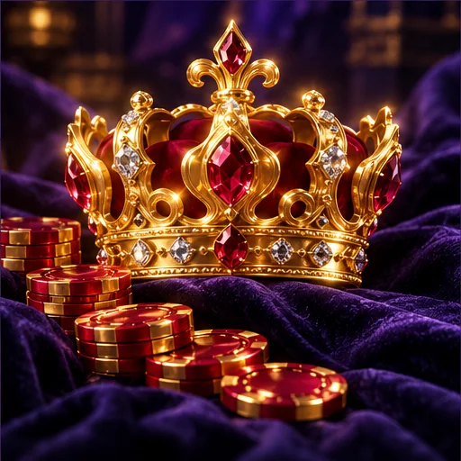 Goldene Casino-Objekte auf dunkelviolettem Samt