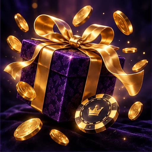 Goldene Casino-Objekte auf dunkelviolettem Samt