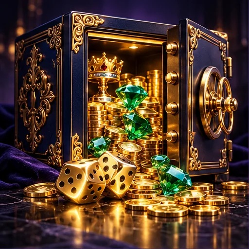 Goldene Casino-Objekte auf dunkelviolettem Samt